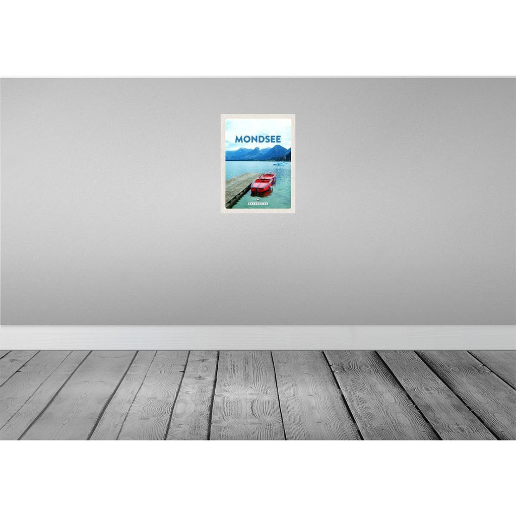 [LA-137708] Blechschild 40x30 cm Mondsee Österreich Urlaub Boote See Berge Bildmotiv Reisemotiv Abenteuer Reisen Europa Bild 2