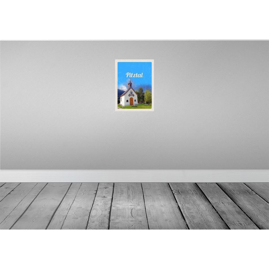 [LA-137715-H] Holzschild 40x30 cm Pitztal Kirche Österreich Natur Bildmotiv Reisemotiv Europa Bild 2