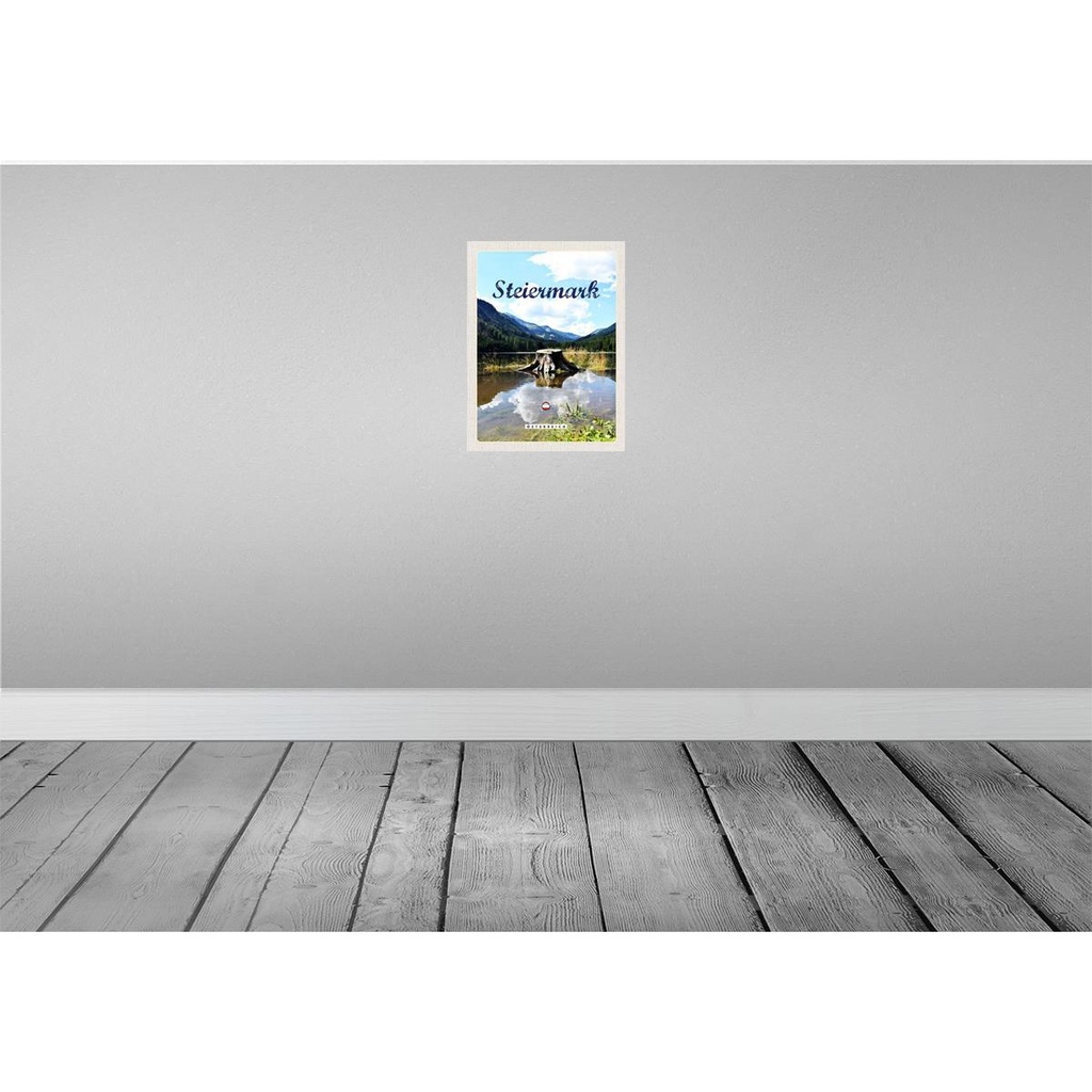 [LA-137720-H] Holzschild 40x30 cm Steiermark Österreich See Wald Berg Bildmotiv Reisemotiv Europa Bild 2