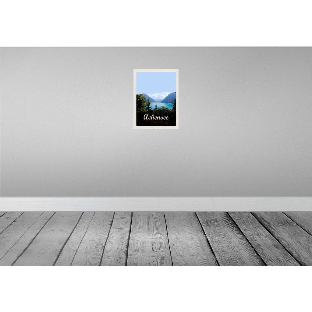 [LA-137737-H] Holzschild 40x30 cm Achensee Wandertour Berge See Natur Bildmotiv Reisemotiv Abenteuer Reisen Bild 2