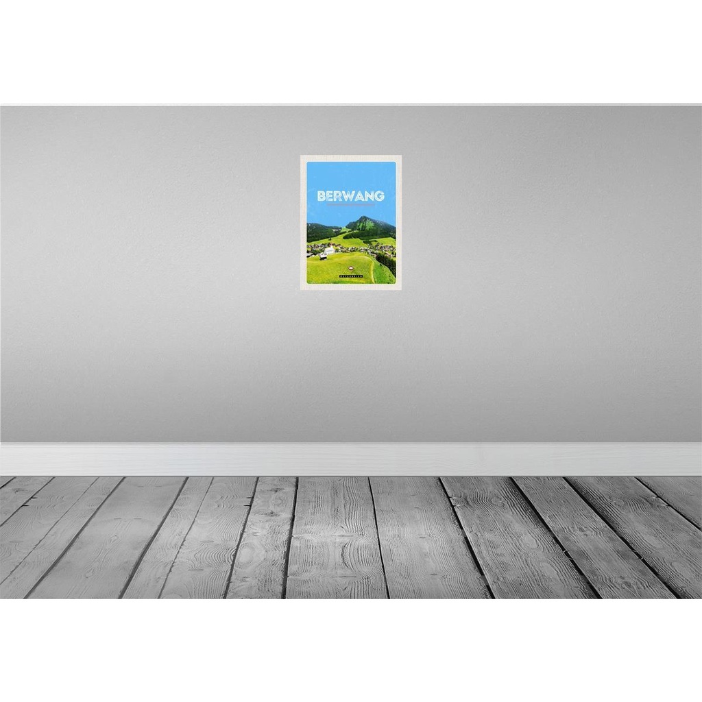 [LA-137741-H] Holzschild 40x30 cm Berwang Österreich Weide Gebirge Natur Bildmotiv Reisemotiv Abenteuer Reisen Bild 2