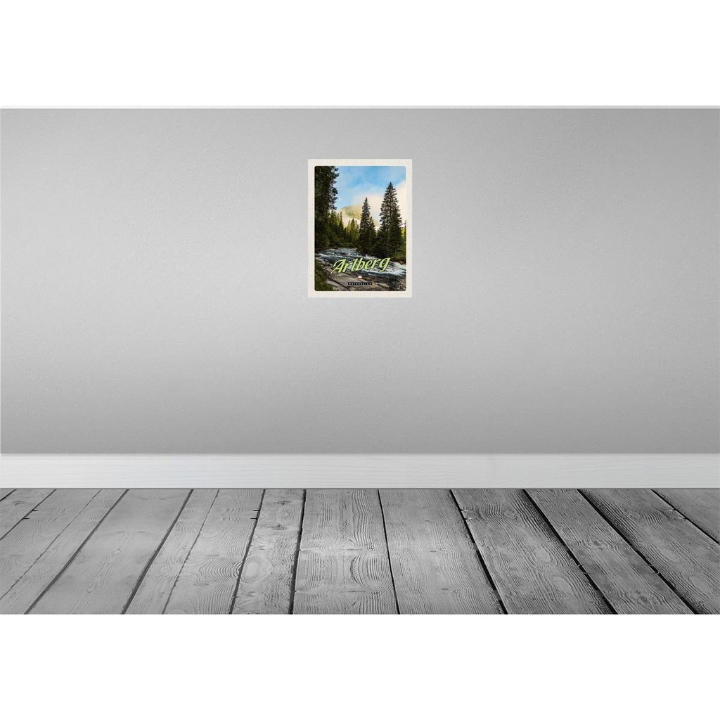[LA-137743-H] Holzschild 40x30 cm Arlberg Wälder Wasserfall Strömung Bildmotiv Reisemotiv Abenteuer Reisen Bild 2