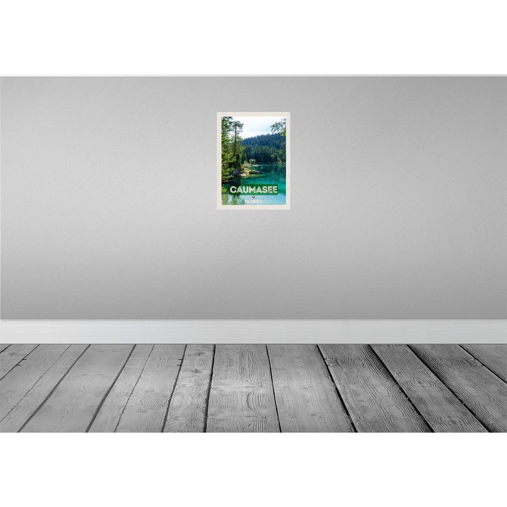 [LA-137744-H] Holzschild 40x30 cm Caumasee Schweiz Berge Wälder Natur Bildmotiv Reisemotiv Europa Bild 2
