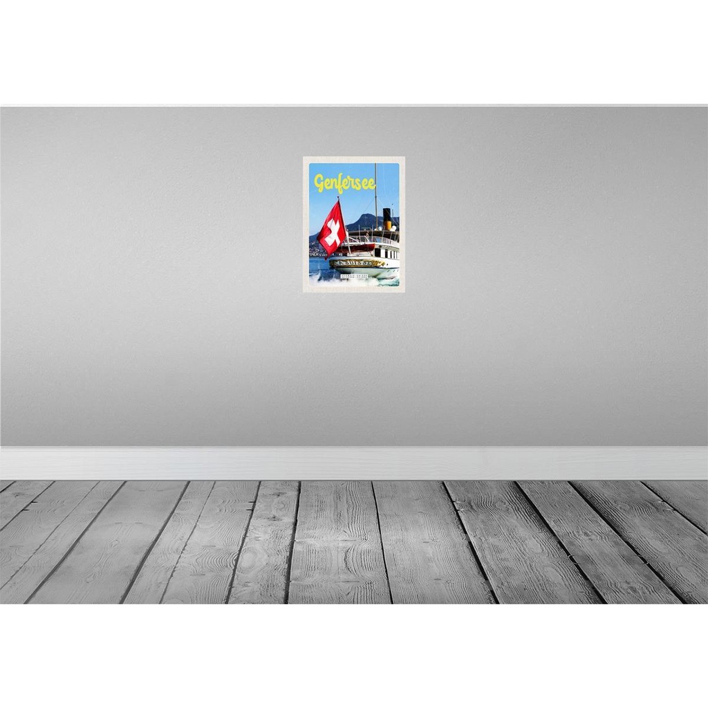 [LA-137753-H] Holzschild 40x30 cm Genfersee Schweiz Lasuisse Schifftour Bildmotiv Reisemotiv Europa Bild 2