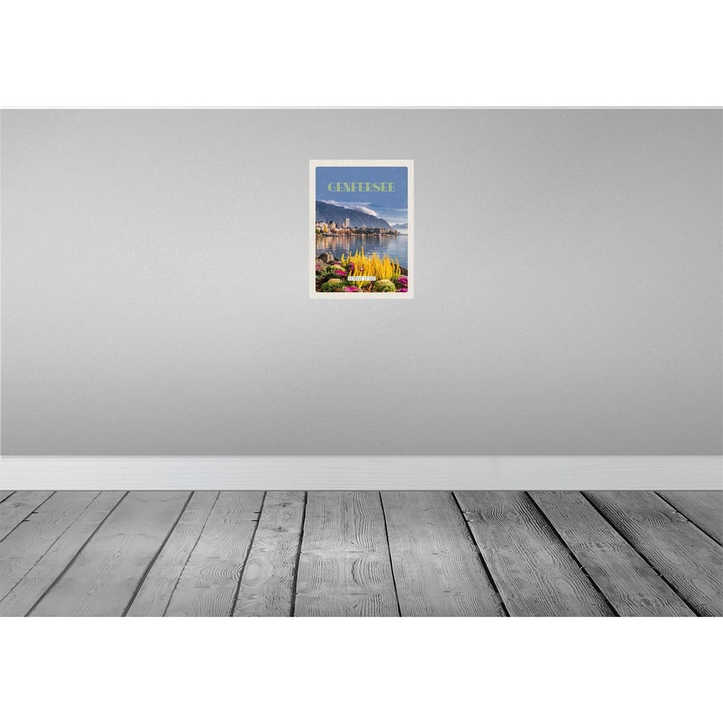 [LA-137758] Blechschild 40x30 cm GenferseeNaturliebe Riesenrad Bildmotiv Reisemotiv Abenteuer Reisen Europa Urlaub Bild 2