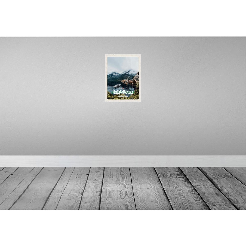 [LA-137761-H] Holzschild 40x30 cm Hallstattersee Berge Schiff Boot Berg Bildmotiv Reisemotiv Essen Trinken Bild 2