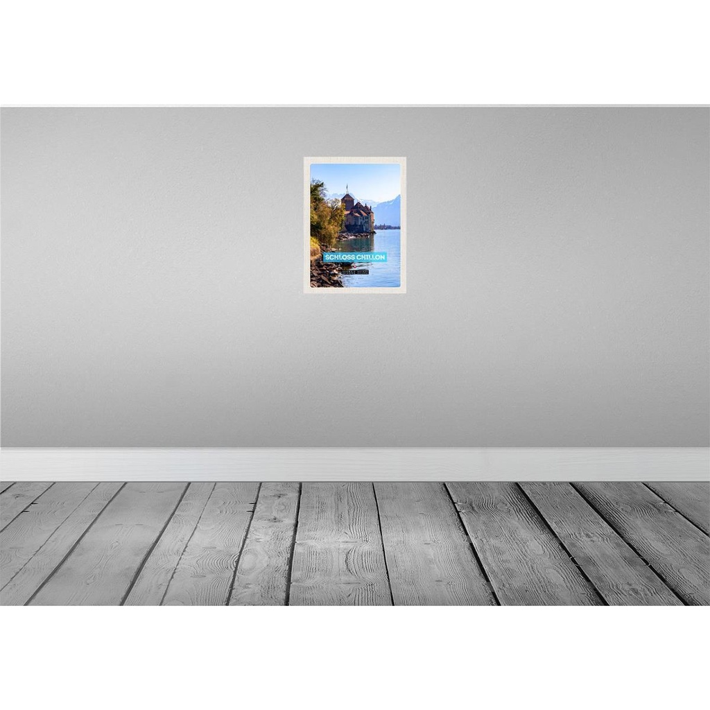 [LA-137762-H] Holzschild 40x30 cm Genfersee Schweiz Schloss Chillon Bildmotiv Reisemotiv Europa Bild 2
