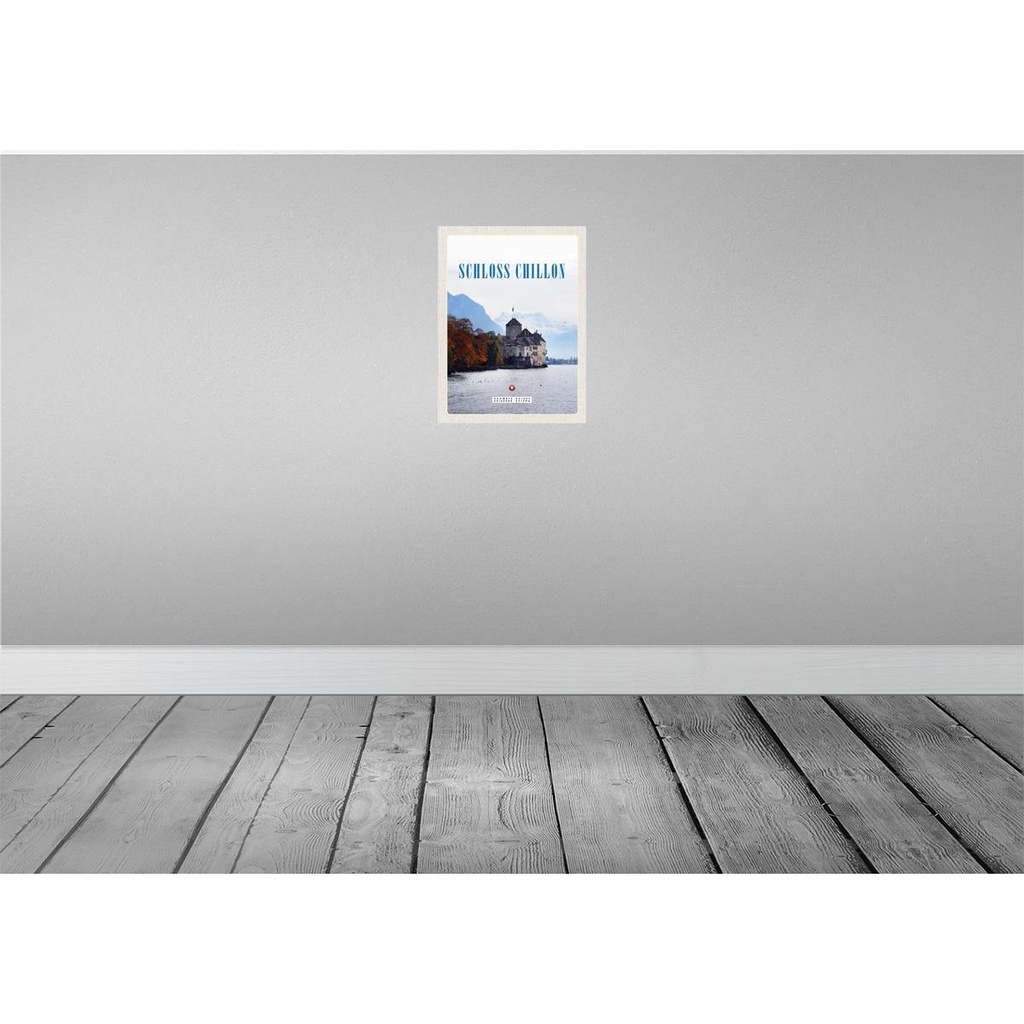 [LA-137763] Blechschild 40x30 cm Ausblick auf Schloss Chillon Genfersee Bildmotiv Reisemotiv Abenteuer Reisen Urlaub Bild 2