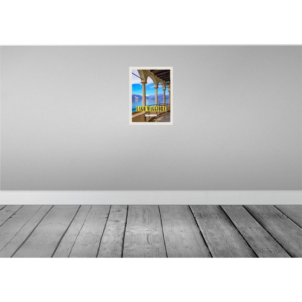 [LA-137768] Blechschild 40x30 cm Lago Maggiore Aussicht auf See Bildmotiv Reisemotiv Abenteuer Reisen Urlaub Bild 2