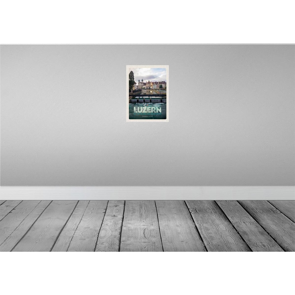 [LA-137772] Blechschild 40x30 cm Luzern Schweiz Urlaub Fluss Altstadt Bildmotiv Reisemotiv Abenteuer Reisen Straße Stadt Bild 2