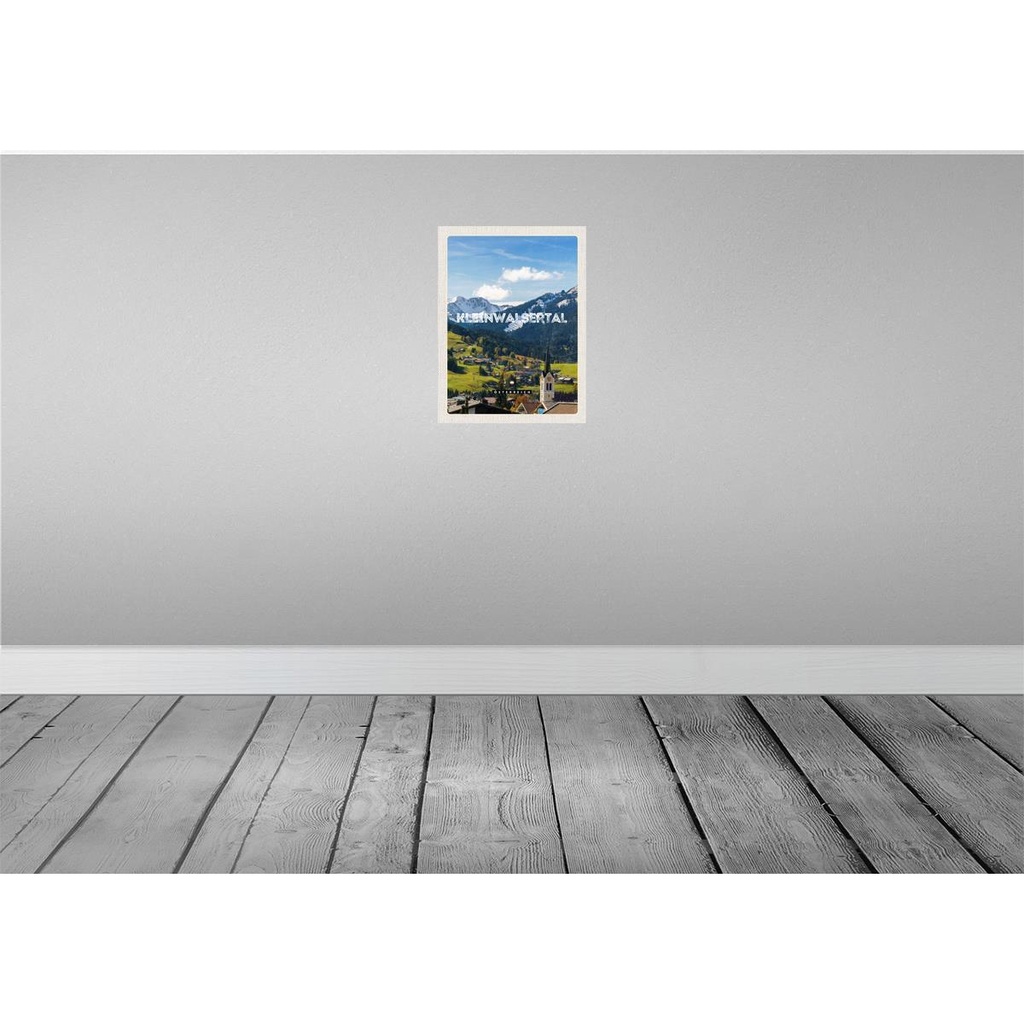 [LA-137776-H] Holzschild 40x30 cm Kleinwalsertal Kirche Gondel Wanderung Bildmotiv Reisemotiv Europa Bild 2