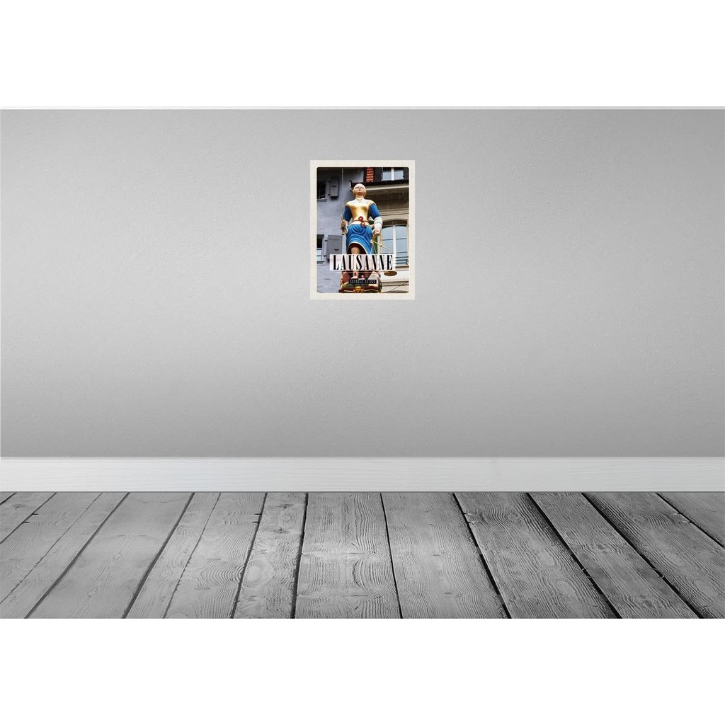 [LA-137779] Blechschild 40x30 cm Lausanne Schweiz Urlaub Skulptur Frau Waage Bildmotiv Reisemotiv Abenteuer Reisen Europa Bild 2