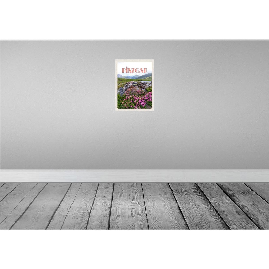 [LA-137784-H] Holzschild 40x30 cm Pinzgau Österreich Blumen Natur Berge Bildmotiv Reisemotiv Europa Bild 2