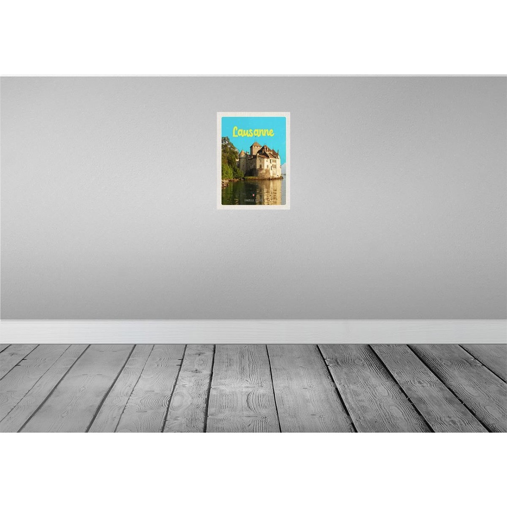 [LA-137785] Blechschild 40x30 cm Lausanne Schloss See Schweiz Bildmotiv Reisemotiv Abenteuer Reisen Europa Urlaub Bild 2