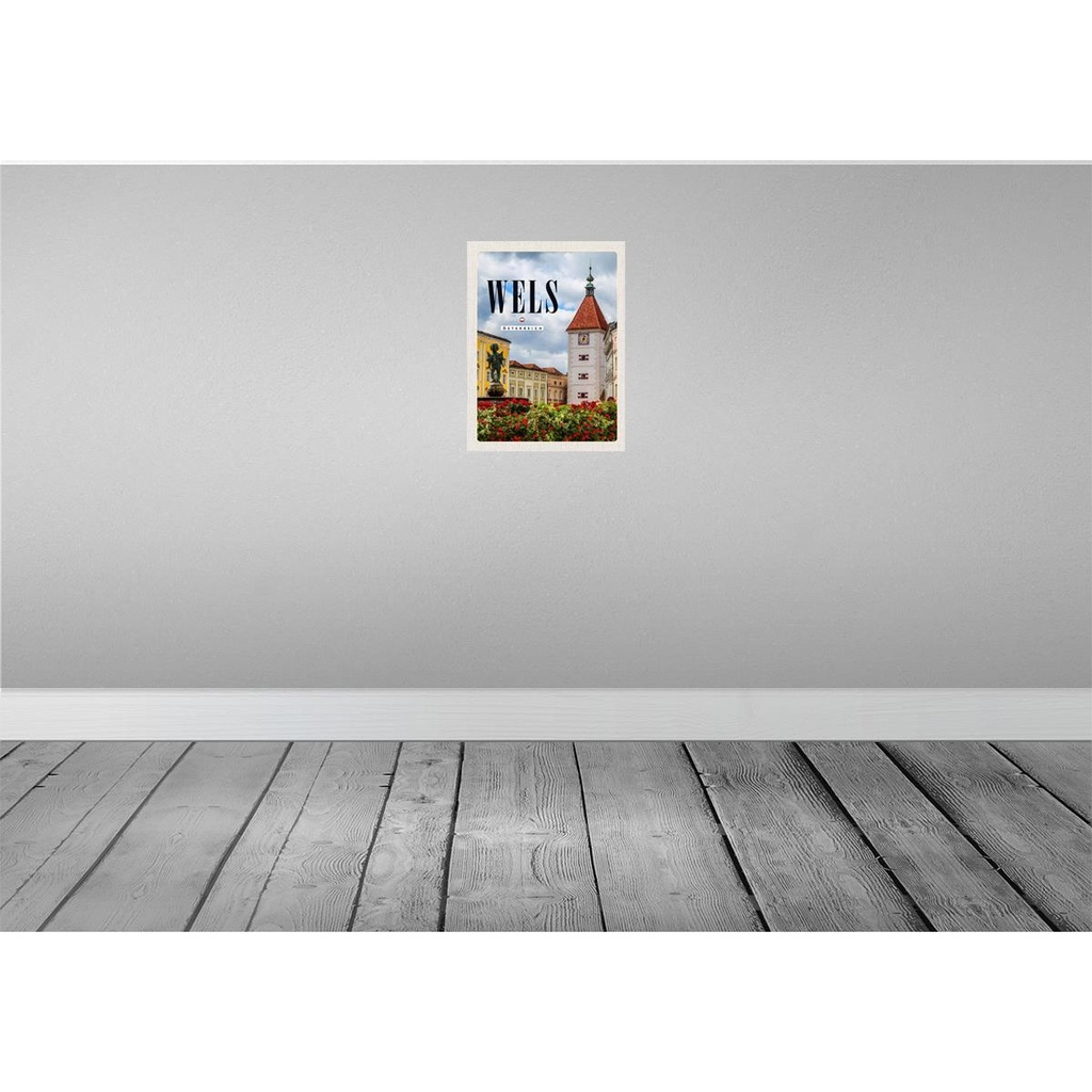 [LA-137786] Blechschild 40x30 cm Wels Österreich Kirche Mittelalter Bildmotiv Reisemotiv Abenteuer Reisen Europa Urlaub Bild 2