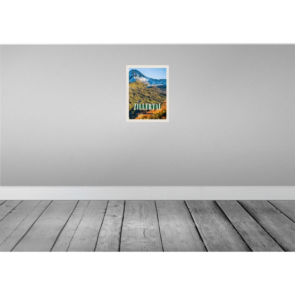 [LA-137791-H] Holzschild 40x30 cm Zillertal Gebirge Natur Wälder Bildmotiv Reisemotiv Straße Stadt Bild 2