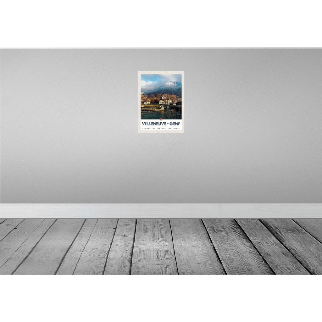 [LA-137802] Blechschild 40x30 cm Villeneuve-Genf Schweiz Wälder wandern Bildmotiv Reisemotiv Abenteuer Reisen Europa Urlaub Bild 2