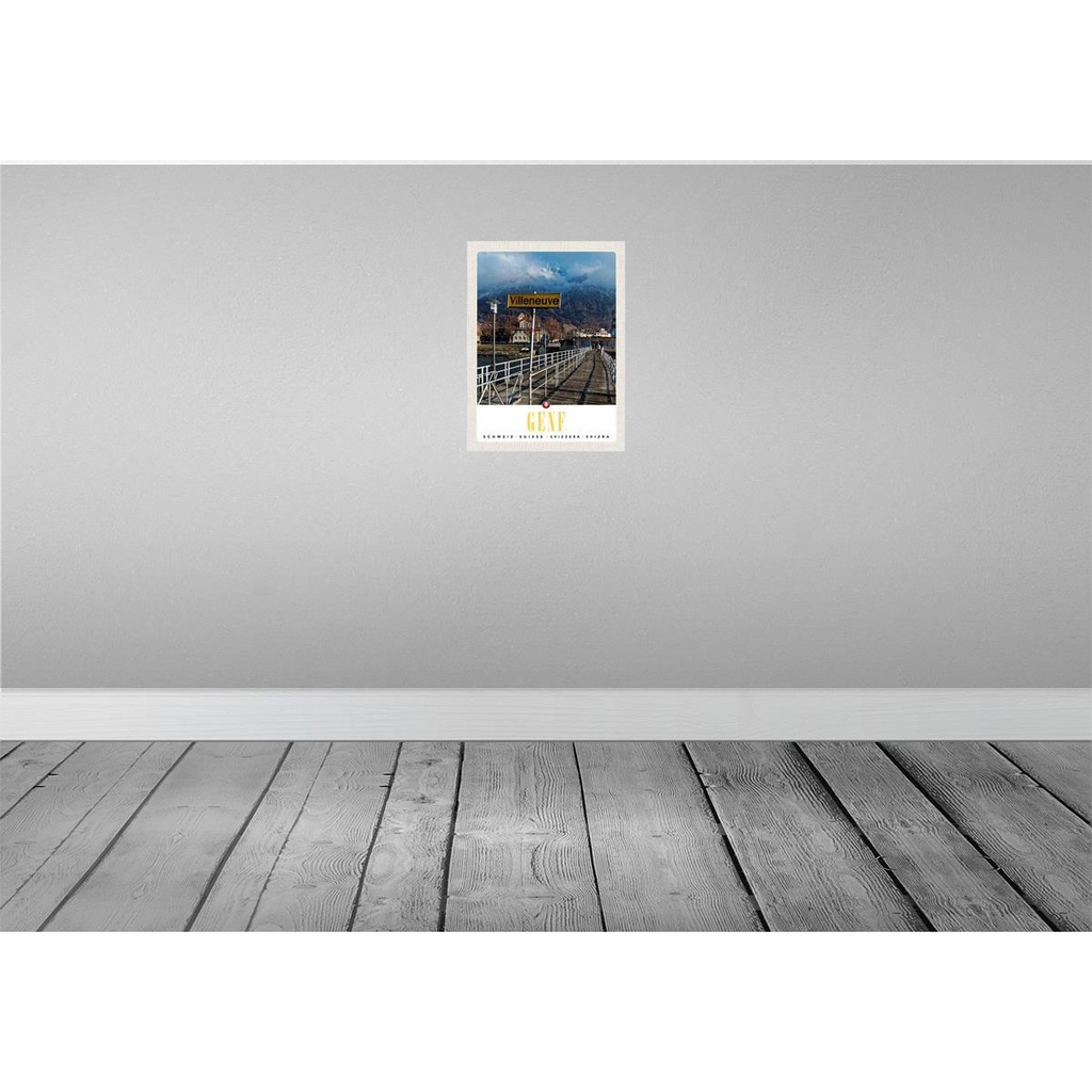[LA-137804-H] Holzschild 40x30 cm Villeneuve-Genf Schweiz wandern Bildmotiv Reisemotiv Europa Bild 2