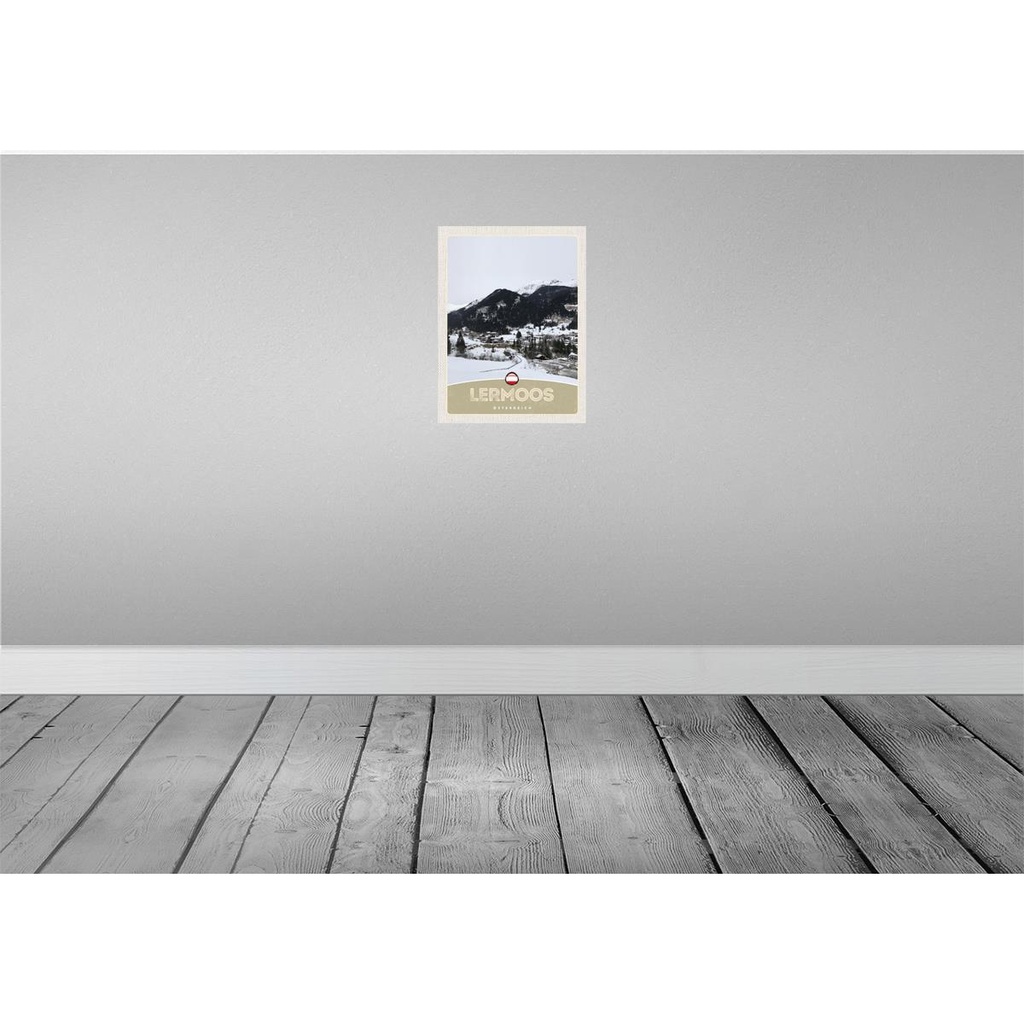 [LA-137819-H] Holzschild 40x30 cm Lermoos Österreich Wälder Winterzeit Bildmotiv Reisemotiv Europa Bild 2