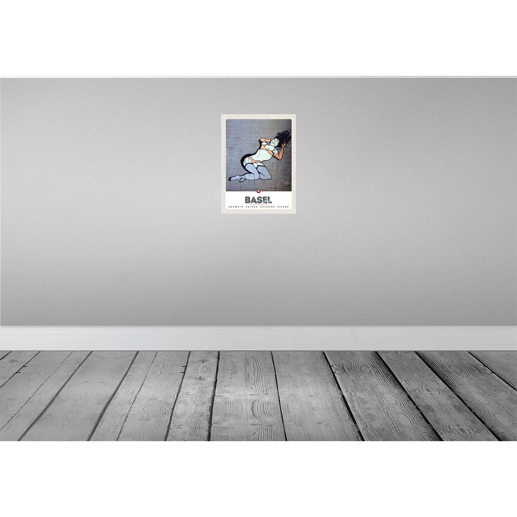 [LA-137832] Blechschild 40x30 cm Basel Schweiz nackte Frau Graffiti Bildmotiv Reisemotiv Abenteuer Reisen Urlaub Bild 2