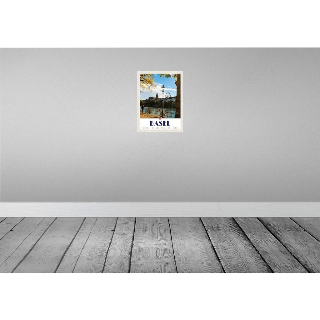[LA-137834] Blechschild 40x30 cm Basel Schweiz Fluss Riesenrad Natur Bildmotiv Reisemotiv Abenteuer Reisen Urlaub Bild 2