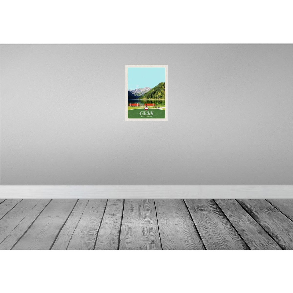 [LA-137849-H] Holzschild 40x30 cm Grän Österreich rote Bank Wälder Natur Bildmotiv Reisemotiv Europa Bild 2