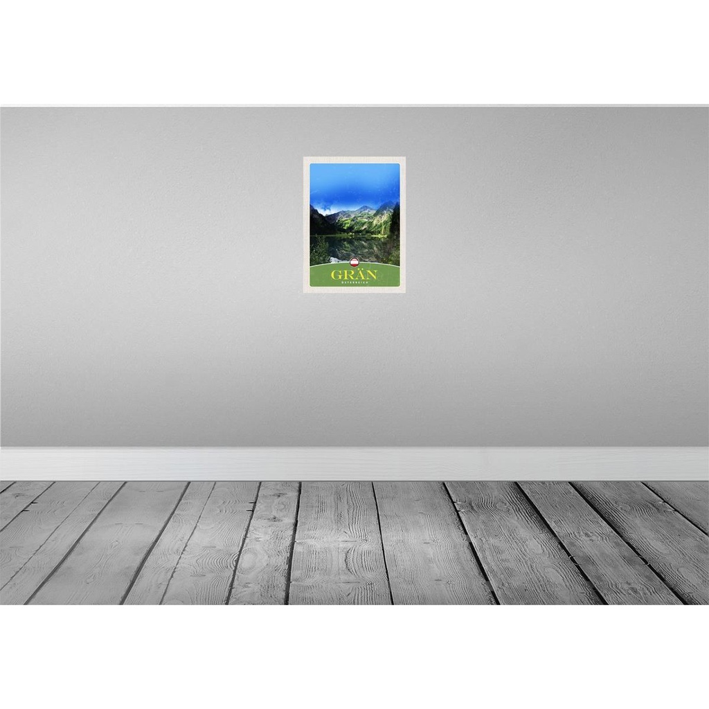 [LA-137852-H] Holzschild 40x30 cm Grän Österreich Wälder See Natur Berg Bildmotiv Reisemotiv Europa Bild 2
