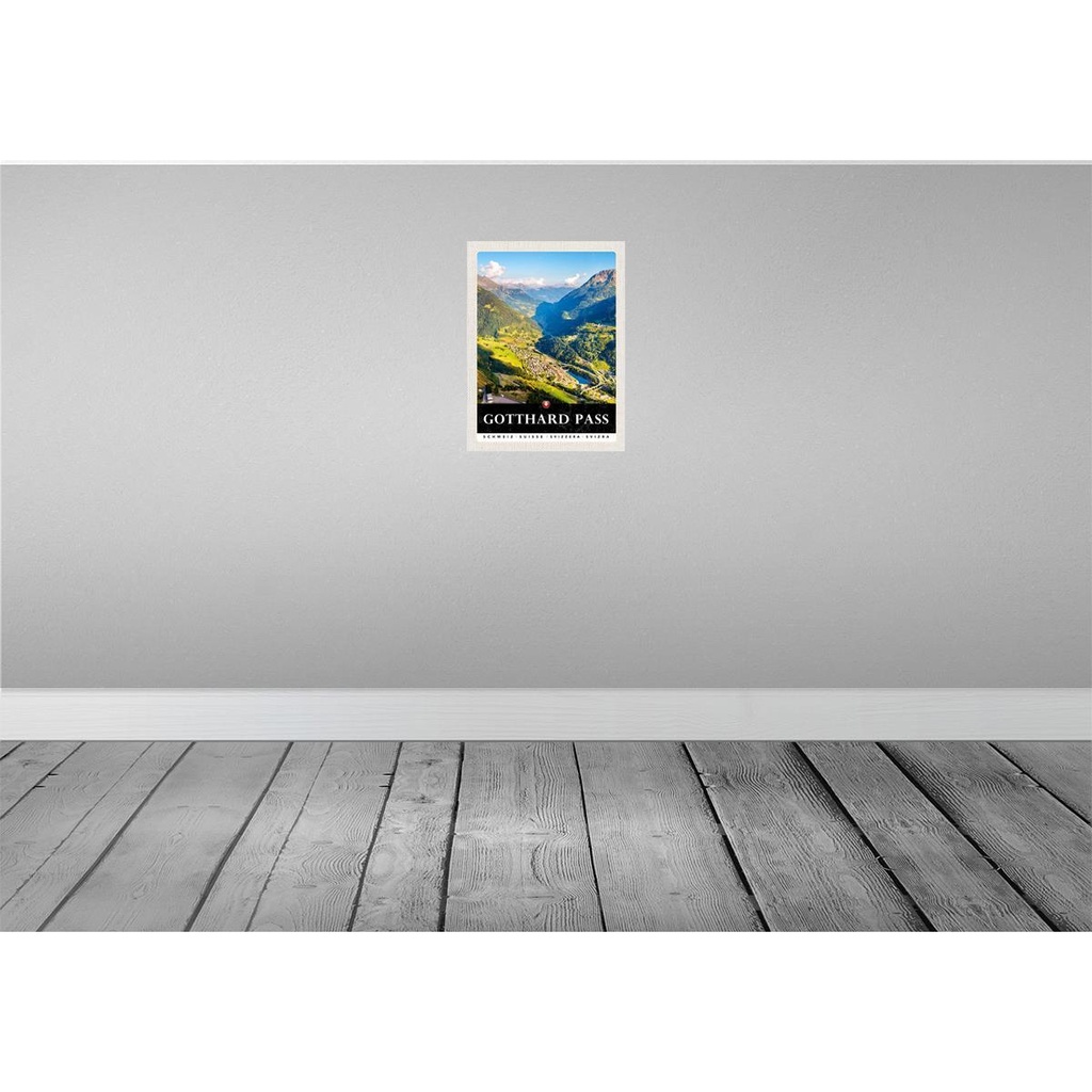 [LA-137855-H] Holzschild 40x30 cm Gotthard Pass Wanderung Natur Wälder Bildmotiv Reisemotiv Europa Bild 2