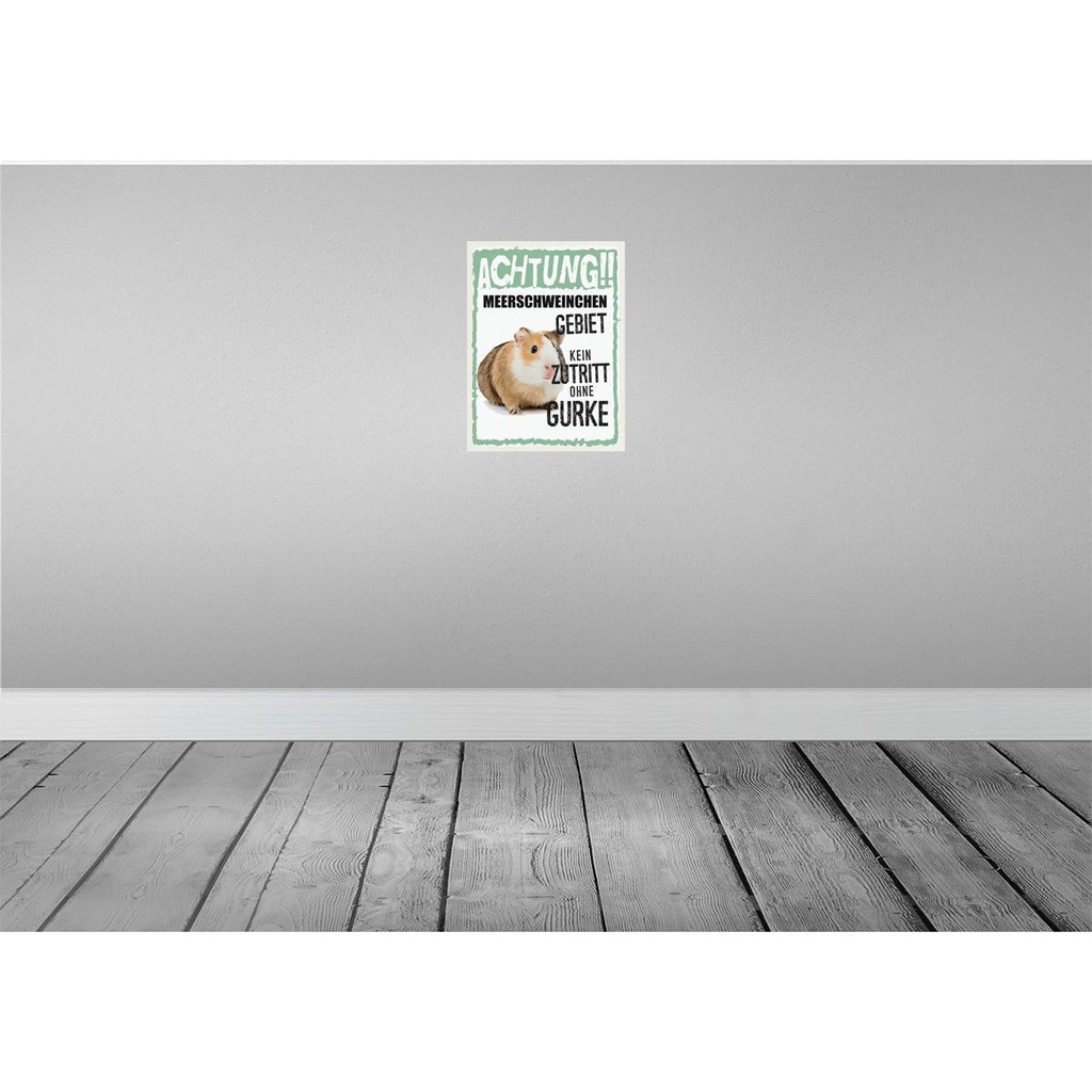 [LA-137876] Blechschild 40x30 cm Tiere Achtung Meerschweinchen Tier Haustier Bild 2
