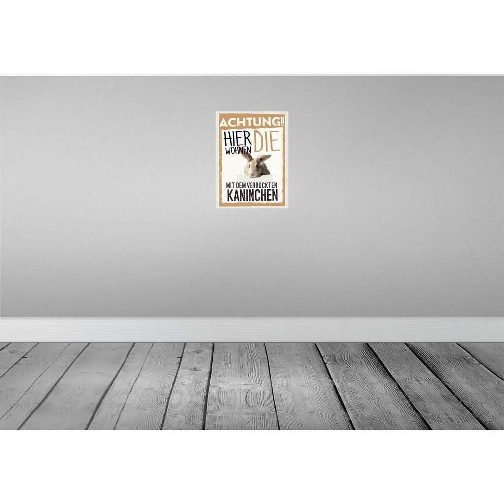 [LA-137885] Blechschild 40x30 cm Tiere Achtung hier Kaninchen Tier Haustier Bild 2