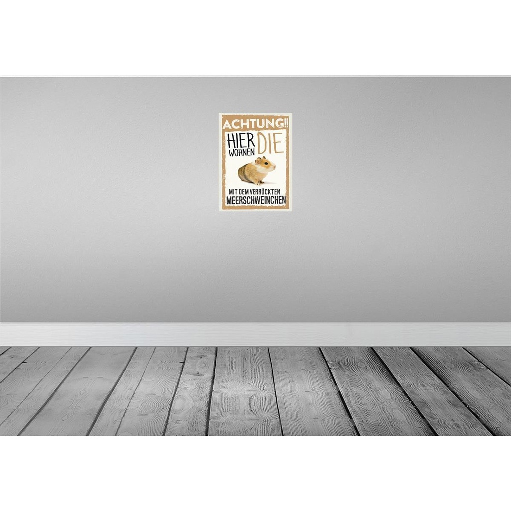 [LA-137887] Blechschild 40x30 cm Tiere Achtung hier Meerschweinchen Tier Haustier Bild 2