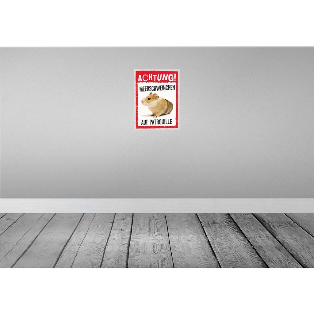[LA-137895] Blechschild 40x30 cm Achtung Meerschweinchen Patrouille Warnschild Hinweisschild Tier Haustier Sicherheit Vorsicht Bild 2