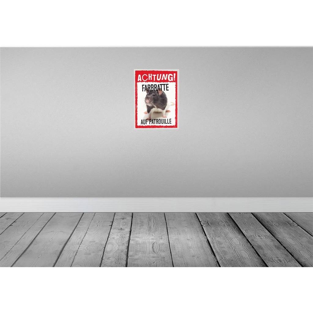 [LA-137896-H] Holzschild 40x30 cm Achtung Farbratte auf Patrouille Bild 2
