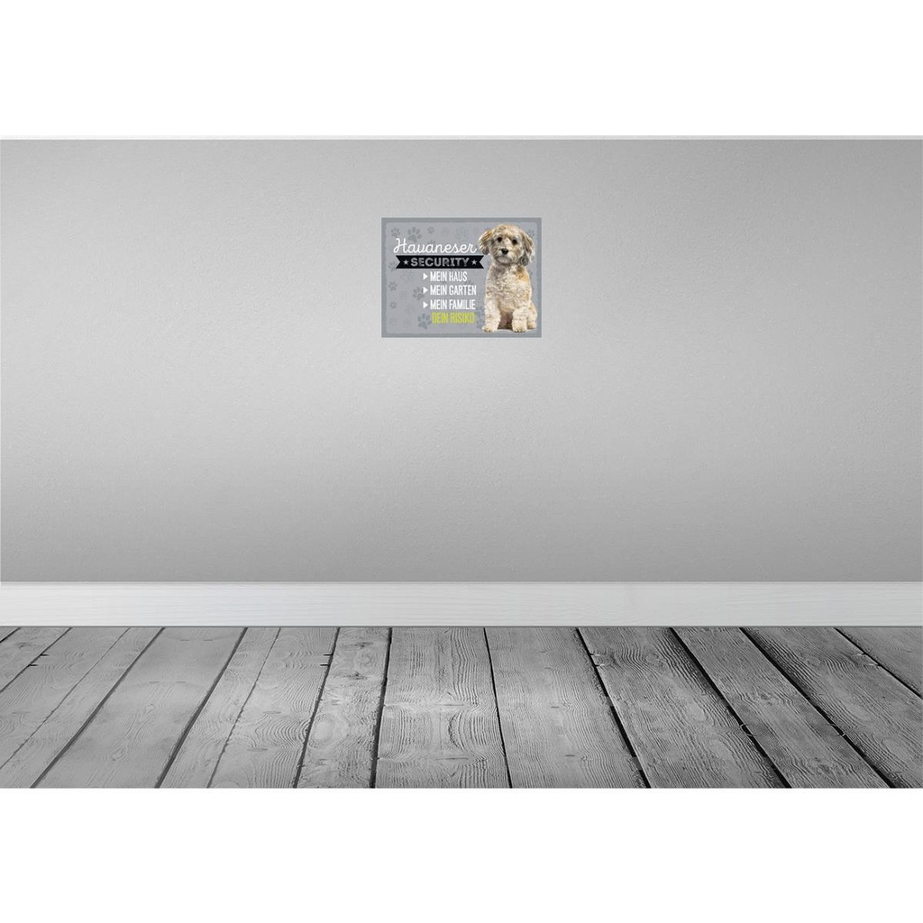 [LA-137899-H] Holzschild 30x40 cm Havaneser Security dein Risiko Tier Haustier Bild 2