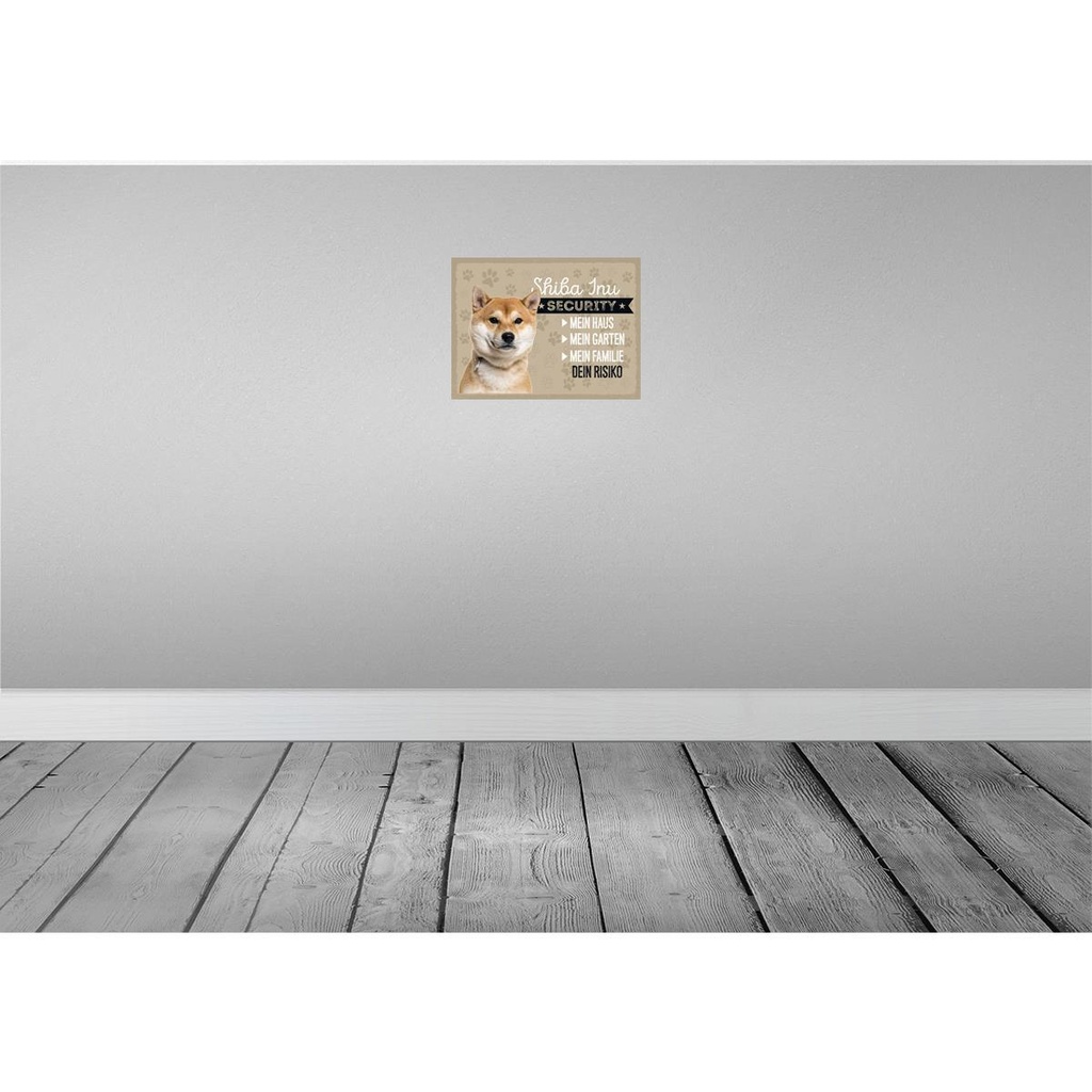 [LA-137900-H] Holzschild 30x40 cm Shiba Inu Security dein Risiko Tier Haustier Bild 2