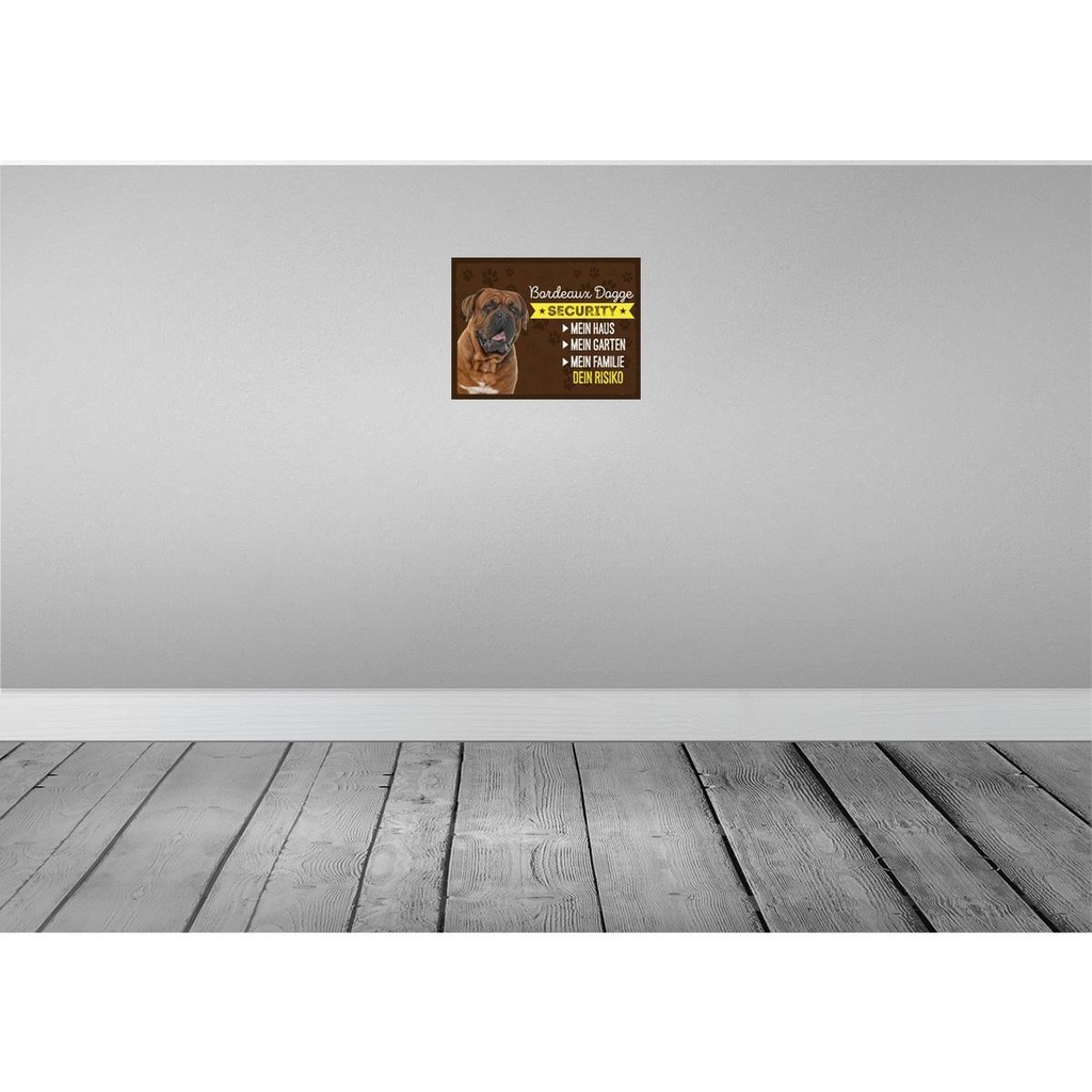 [LA-137902-H] Holzschild 30x40 cm Bordeaux Dogge Security dein Risiko Bildmotiv Reisemotiv Abenteuer Reisen Bild 2