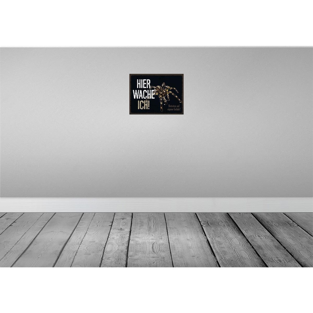 [LA-137903] Blechschild 30x40 cm Spinne hier wache ich eigene Gefahr Spruch Zitat Bild 2