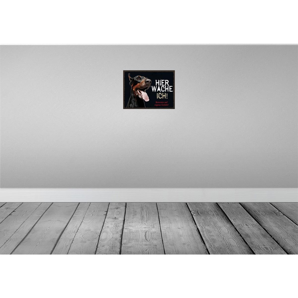 [LA-137904-H] Holzschild 30x40 cm Doberman hier wache eigene Gefahr Tier Haustier Bild 2