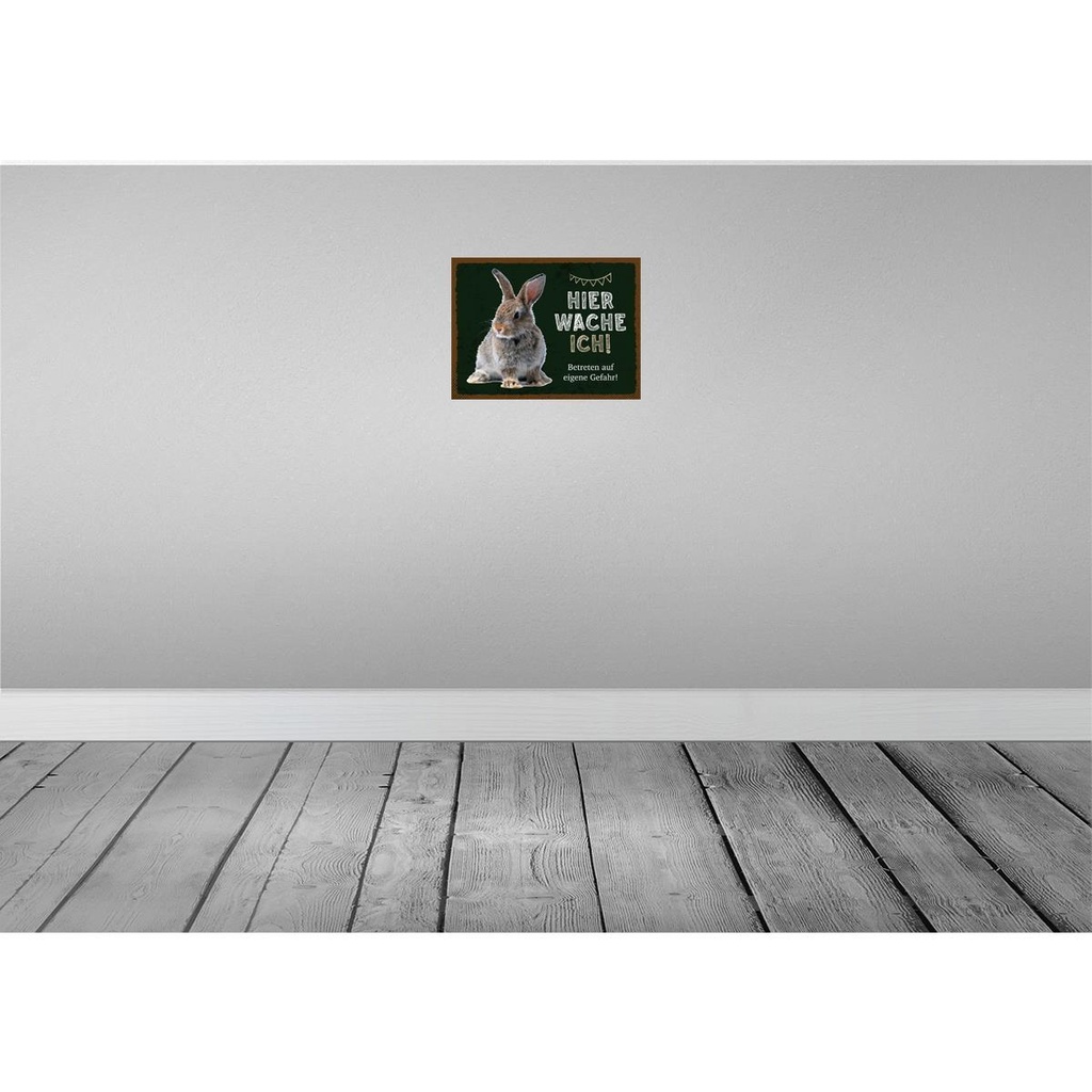 [LA-137906] Blechschild 30x40 cm Kaninchen hier wache eigene Gefahr Tier Haustier Bild 2