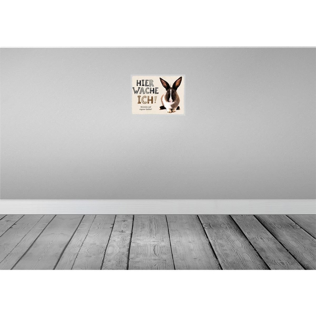 [LA-137908-H] Holzschild 30x40 cm Hase hier wache ich eigene Gefahr Spruch Zitat Bild 2