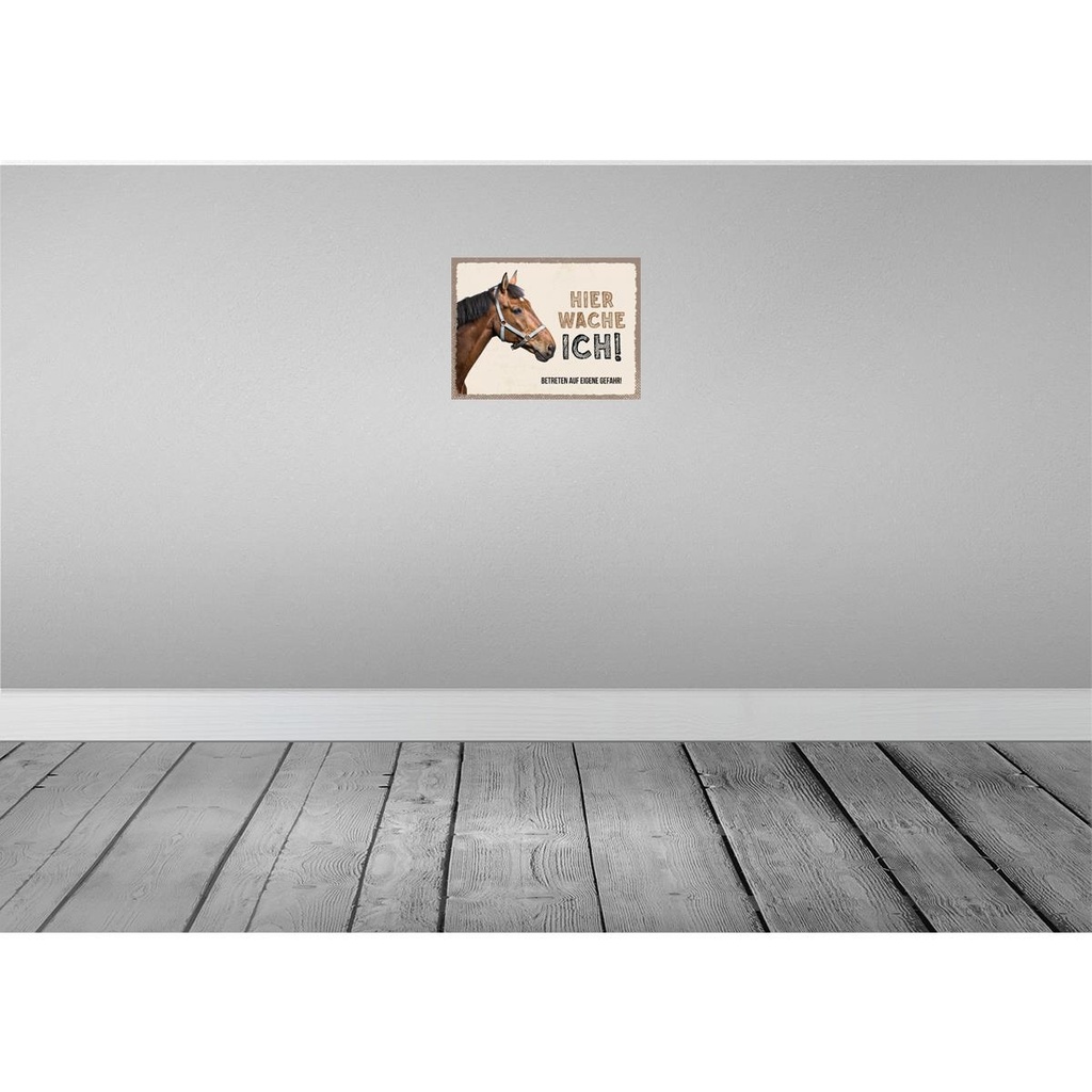 [LA-137909-H] Holzschild 30x40 cm Pferd hier wache ich eigene Gefahr Tier Haustier Bild 2
