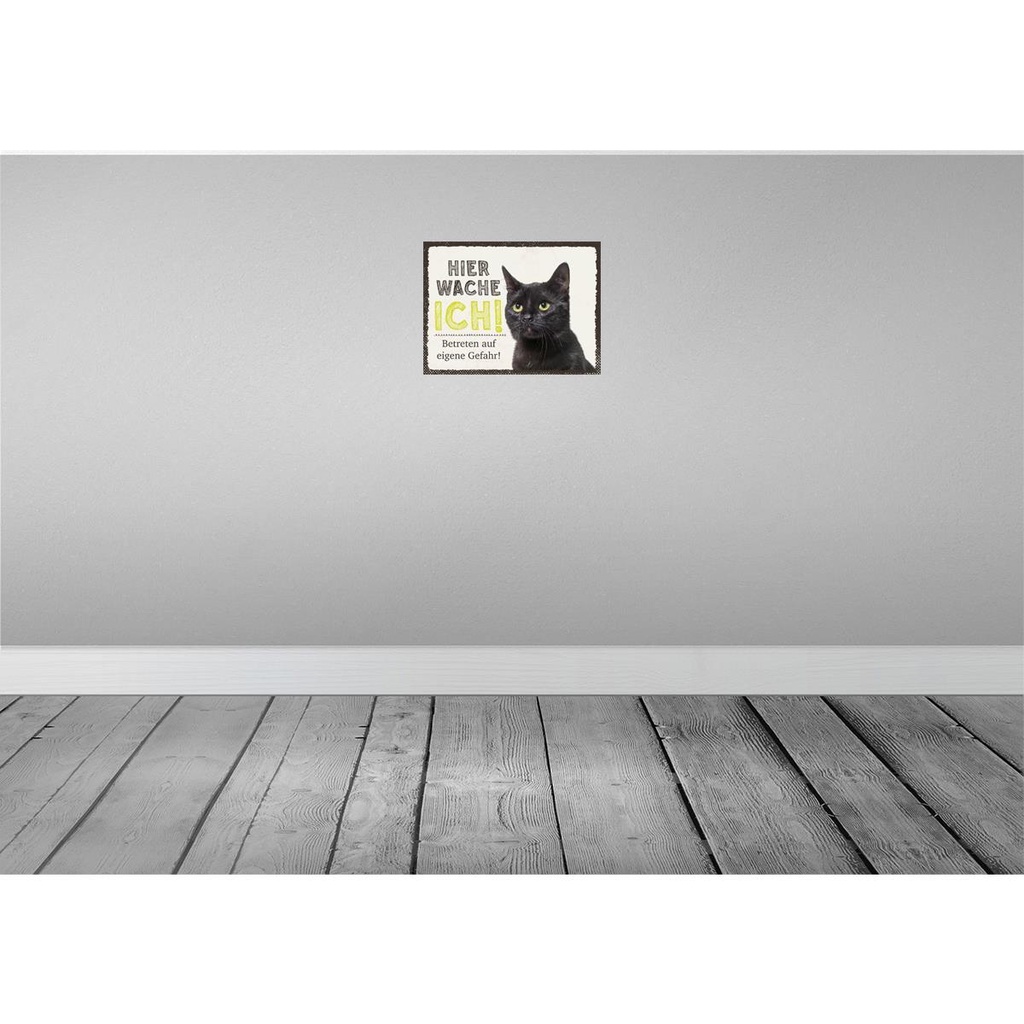 [LA-137915] Blechschild 30x40 cm Katze hier wache ich eigene Gefahr Tier Haustier Bild 2