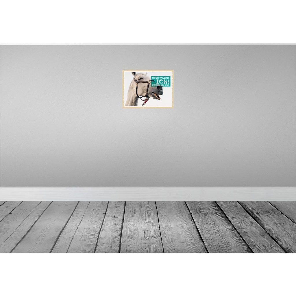 [LA-137919] Blechschild 30x40 cm Pferd Schimmel hier wache ich Warnschild Hinweisschild Sicherheit Vorsicht Bild 2