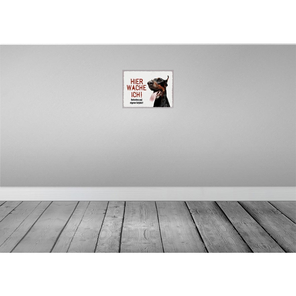 [LA-137920-H] Holzschild 30x40 cm Doberman hier wache eigene Gefahr Tier Haustier Bild 2