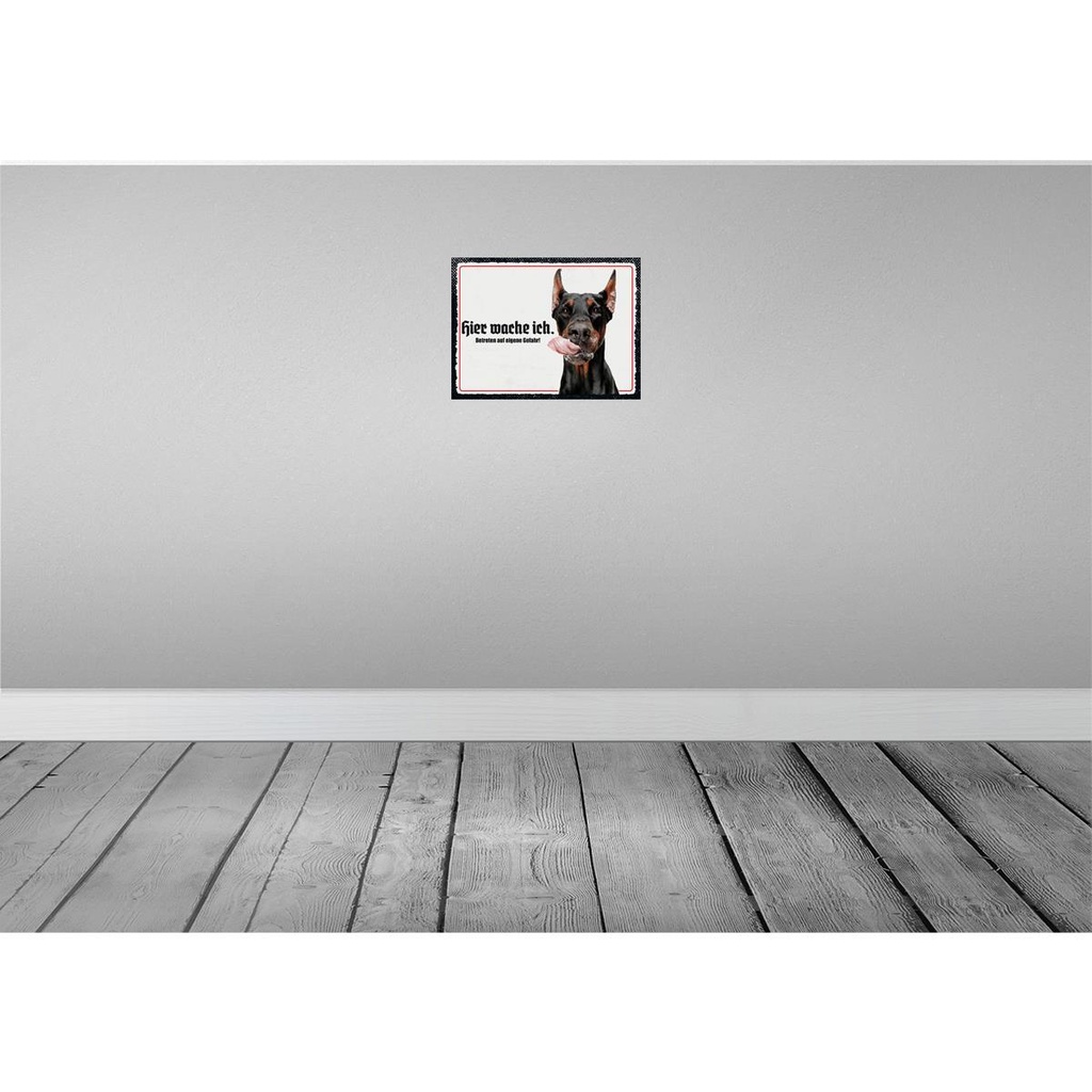 [LA-137922] Blechschild 30x40 cm Doberman hier wache ich Tier Haustier Hund Bild 2