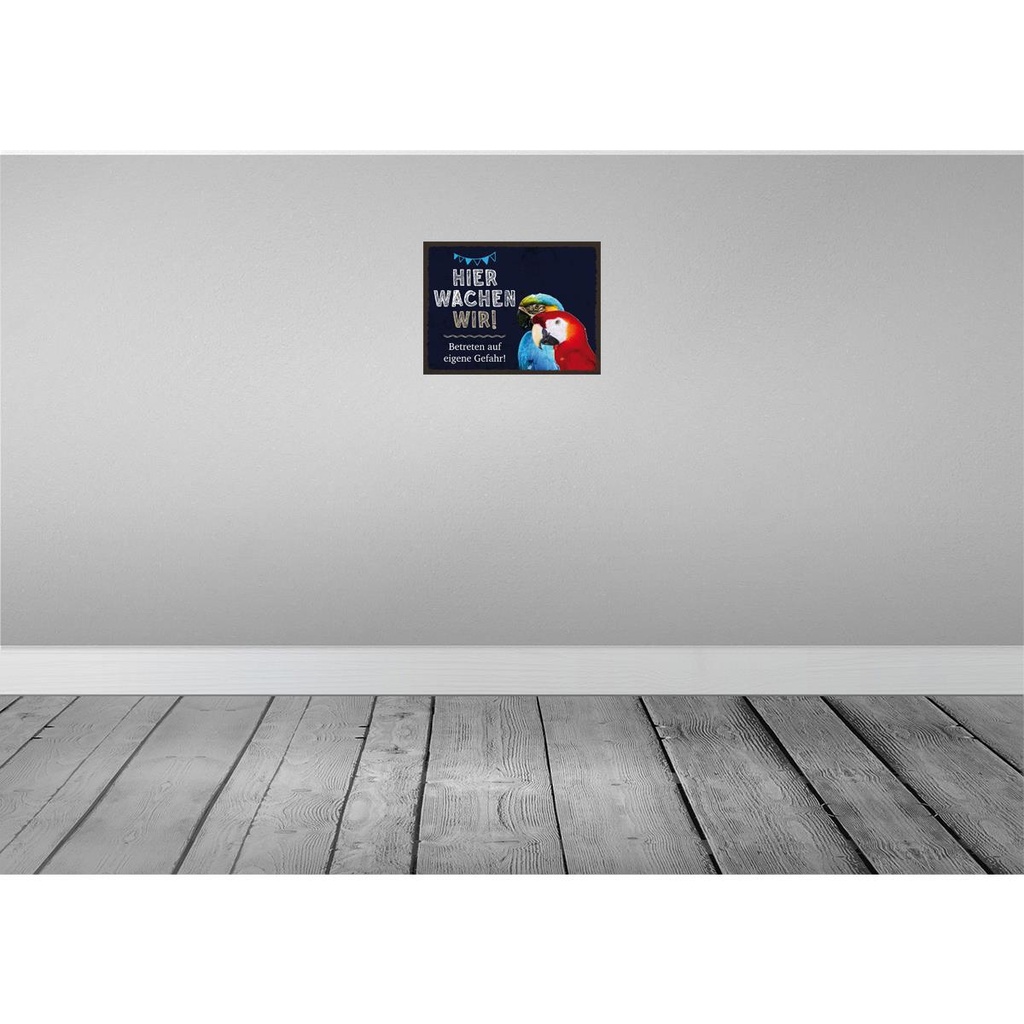 [LA-137927] Blechschild 30x40 cm Papageien hier wachen wir Dekoration Tier Haustier Bild 2