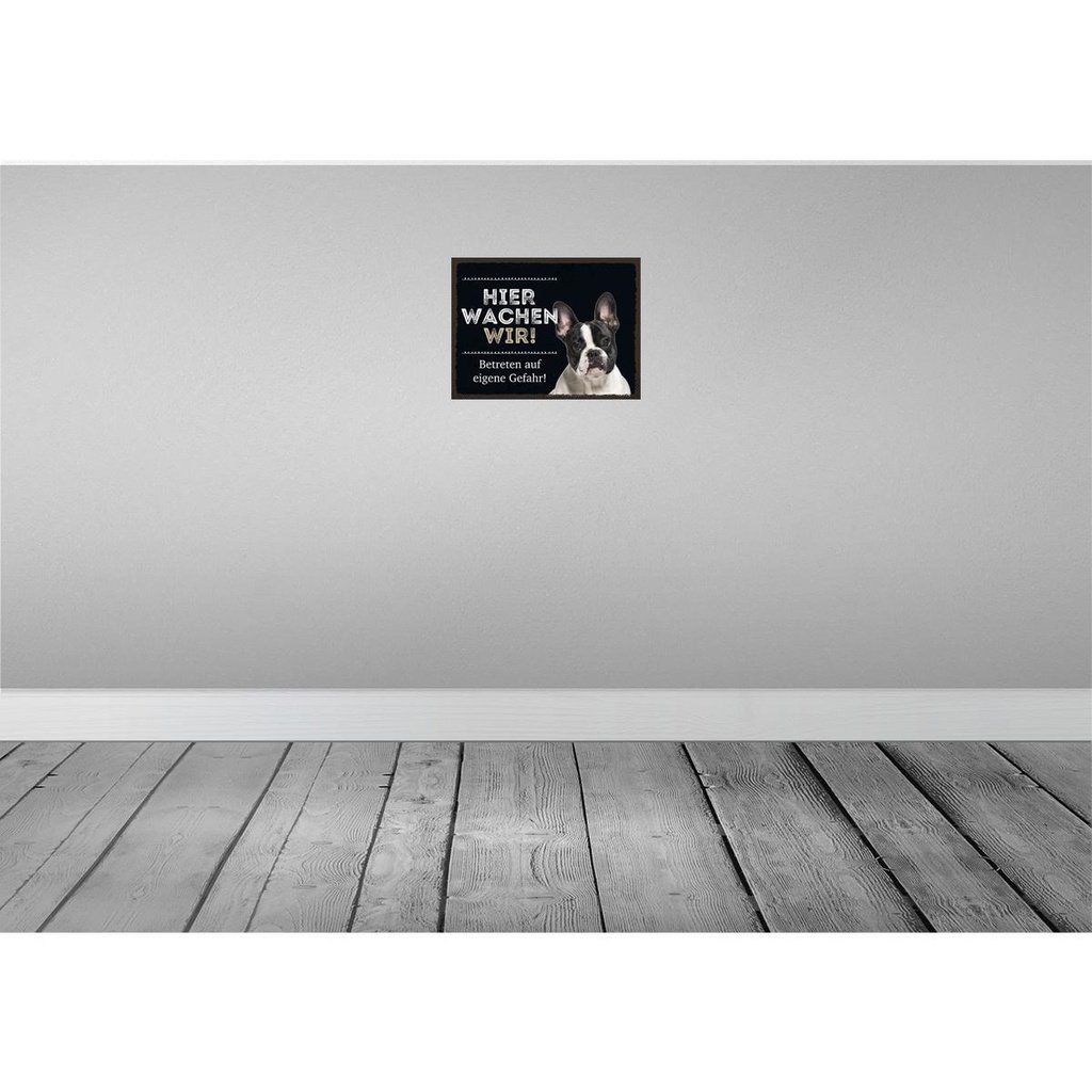 [LA-137928-H] Holzschild 30x40 cm Tiere hier wachen wir eigene Gefahr Tier Haustier Bild 2