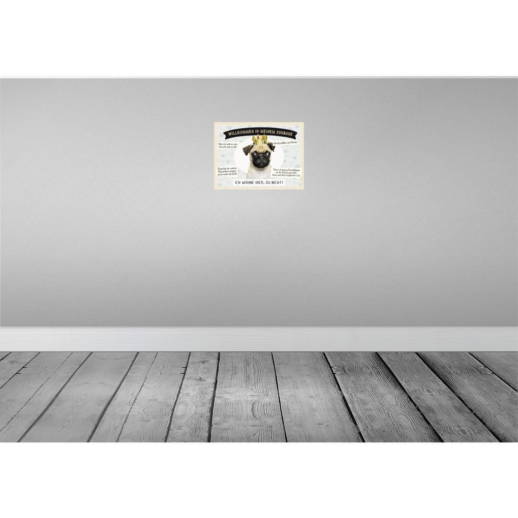 [LA-137930-H] Holzschild 30x40 cm Tiere Mops willkommen wohne hier Tier Haustier Bild 2