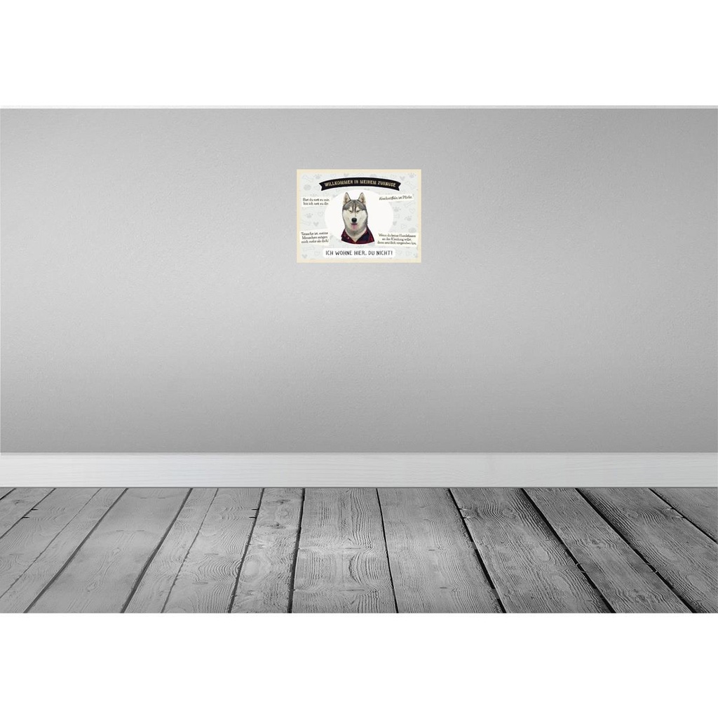 [LA-137931] Blechschild 30x40 cm Tiere Haski willkommen wohne hier Tier Haustier Hund Bild 2