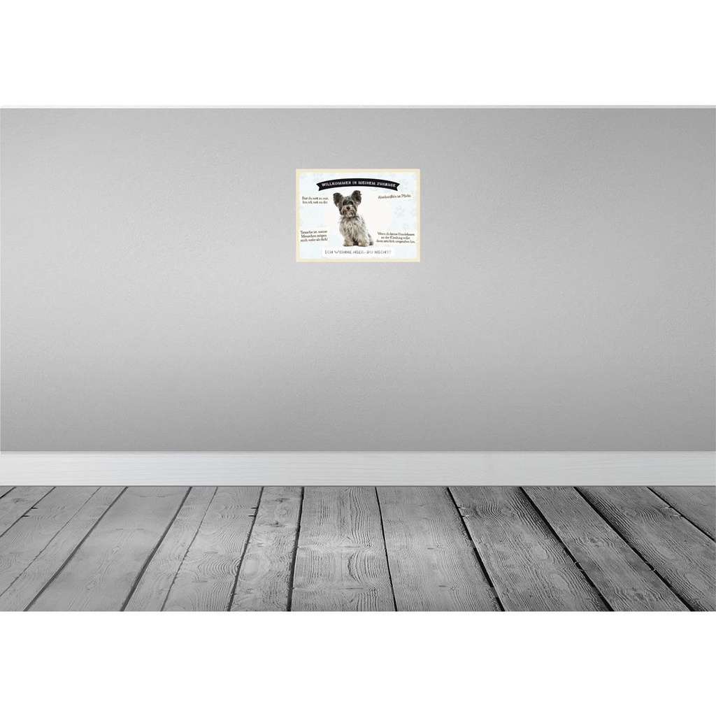 [LA-137936-H] Holzschild 30x40 cm Tiere Yorkshire Terriere willkommen Tier Haustier Bild 2